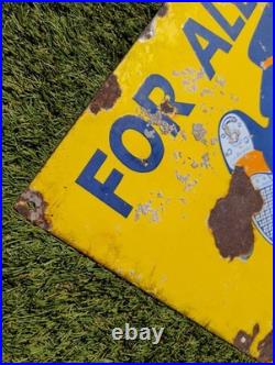 Original Vintage Redfern Rubber Heels & Soles Enamel Advertising Sign Antique