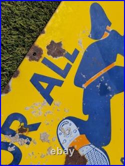 Original Vintage Redfern Rubber Heels & Soles Enamel Advertising Sign Antique