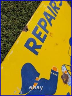 Original Vintage Redfern Rubber Heels & Soles Enamel Advertising Sign Antique