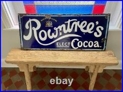 Original Vintage Rowntree's Elect Cocoa Enamel Advertising Sign