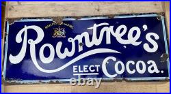 Original Vintage Rowntree's Elect Cocoa Enamel Advertising Sign