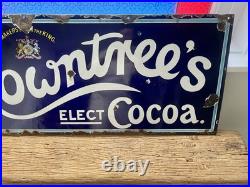 Original Vintage Rowntree's Elect Cocoa Enamel Advertising Sign