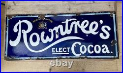 Original Vintage Rowntree's Elect Cocoa Enamel Advertising Sign