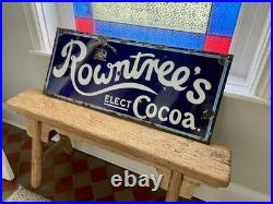 Original Vintage Rowntree's Elect Cocoa Enamel Advertising Sign