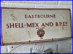 Original Vintage Shell Mex BP Enamel Sign Eastbourne