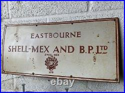 Original Vintage Shell Mex BP Enamel Sign Eastbourne