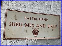 Original Vintage Shell Mex BP Enamel Sign Eastbourne