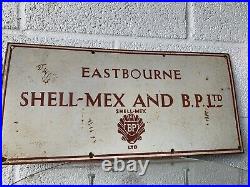 Original Vintage Shell Mex BP Enamel Sign Eastbourne