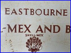 Original Vintage Shell Mex BP Enamel Sign Eastbourne