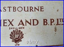 Original Vintage Shell Mex BP Enamel Sign Eastbourne