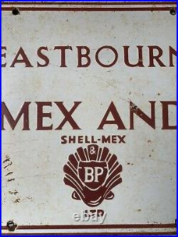 Original Vintage Shell Mex BP Enamel Sign Eastbourne