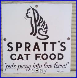 Original Vintage Spratts cat food Enamel sign Puts Pussy into fine form