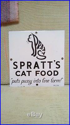 Original Vintage Spratts cat food Enamel sign Puts Pussy into fine form