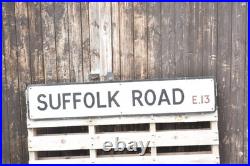 Original Vintage Suffolk Road E13 Enamel Street Sign London Newham 120cm