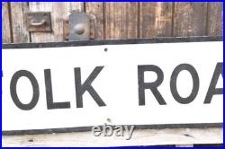 Original Vintage Suffolk Road E13 Enamel Street Sign London Newham 120cm