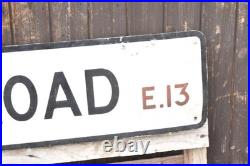 Original Vintage Suffolk Road E13 Enamel Street Sign London Newham 120cm