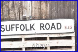 Original Vintage Suffolk Road E13 Enamel Street Sign London Newham 120cm
