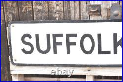 Original Vintage Suffolk Road E13 Enamel Street Sign London Newham 120cm