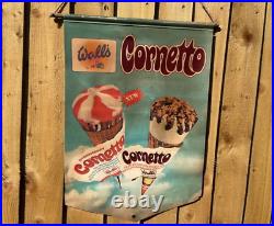 Original Vintage Walls Ice Cream Cornetto Banner Not Enamel Sign Advertising 70s