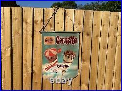 Original Vintage Walls Ice Cream Cornetto Banner Not Enamel Sign Advertising 70s