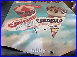 Original Vintage Walls Ice Cream Cornetto Banner Not Enamel Sign Advertising 70s