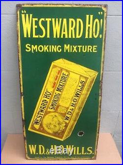 Original Vintage Wills Westward Ho Smoking Mixture Enamel Sign