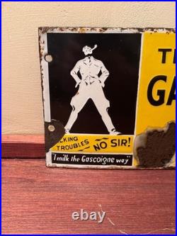 Original Vintage enamel the gascoigne milker advertising sign collectible antiqu
