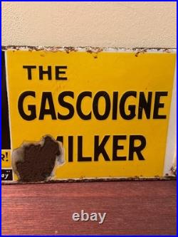 Original Vintage enamel the gascoigne milker advertising sign collectible antiqu
