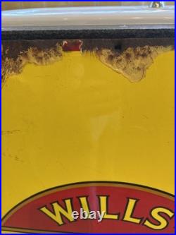 Original Will's Gold Flake Cigarettes Enamel Advertising Sign Vintage Striking