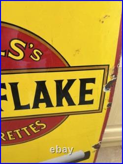 Original Will's Gold Flake Cigarettes Enamel Advertising Sign Vintage Striking