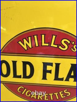Original Will's Gold Flake Cigarettes Enamel Advertising Sign Vintage Striking