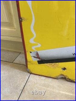 Original Will's Gold Flake Cigarettes Enamel Advertising Sign Vintage Striking