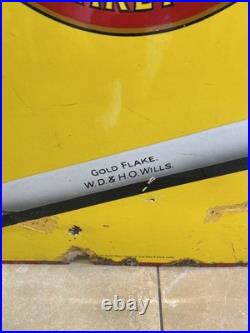 Original Will's Gold Flake Cigarettes Enamel Advertising Sign Vintage Striking