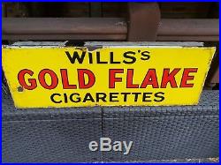 Original Wills Gold Flake Enamel Cigarette Sign Vintage
