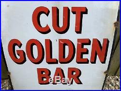 Original Wills's Large Enamel Cut Golden Bar Tobacco Sign 1930 40s Vintage Lrg