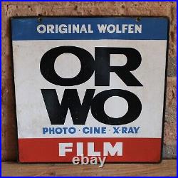 Original Wolfen Enamel Sign Double Sided Vintage Enamel Film Sign