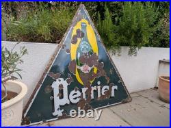 Original and Rare Perrier French Enamel Advertising Sign, Large 1.2m, Vintage