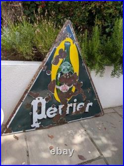 Original and Rare Perrier French Enamel Advertising Sign, Large 1.2m, Vintage