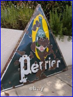 Original and Rare Perrier French Enamel Advertising Sign, Large 1.2m, Vintage