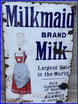 Original enamel sign Milk Maid Brand Milk Advertising