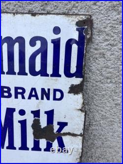 Original enamel sign Milk Maid Brand Milk Advertising