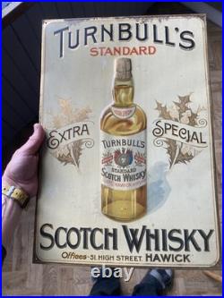 Original vintage Antique Tin Advertising Sign Whisky Hawick not enamel Scottish