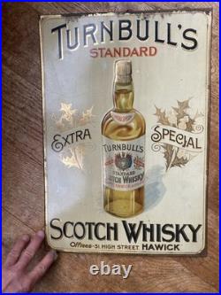 Original vintage Antique Tin Advertising Sign Whisky Hawick not enamel Scottish
