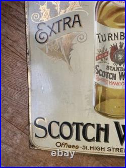 Original vintage Antique Tin Advertising Sign Whisky Hawick not enamel Scottish
