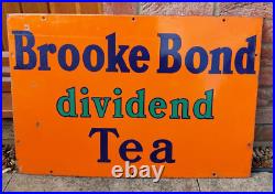 Original vintage Brook Bond Dividend Tea enamel sign 20 x 30 Great Condition