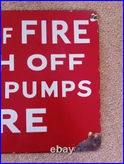 Original vintage Enamel Petrol Pump Fire Switch Sign Not Tin. Automobilia
