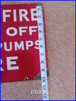 Original vintage Enamel Petrol Pump Fire Switch Sign Not Tin. Automobilia