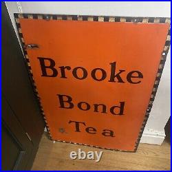 Original vintage brooke bond tea enamel advertising sign salvage metal