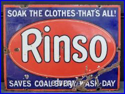 Original vintage enamel Advertising Sign RINSO boho chic laundry utility display