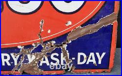 Original vintage enamel Advertising Sign RINSO boho chic laundry utility display